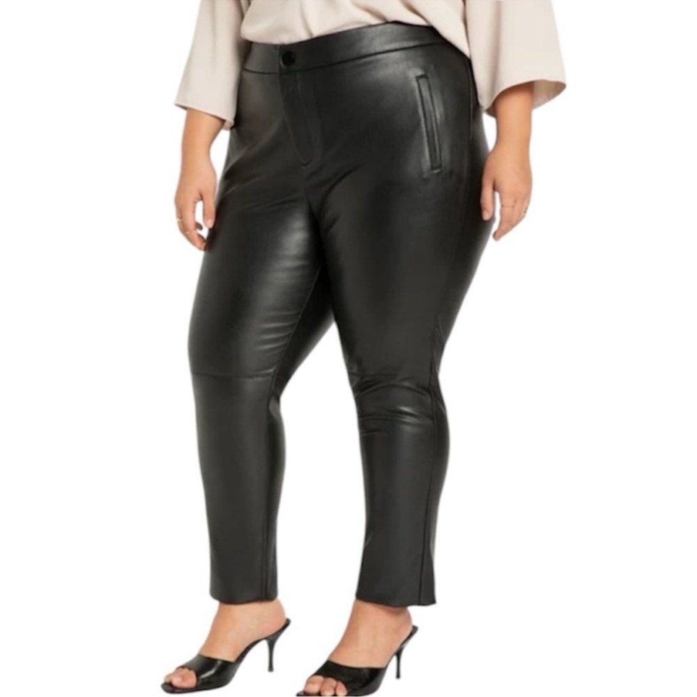 NWT Eloquii Vegan Faux Leather Wide Leg Pants Size 30